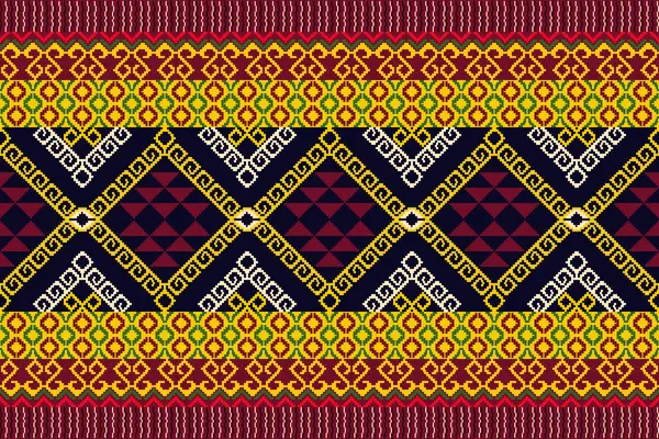 Geometrik şekiller ve piksel tasarım vektörsüz desen arka planda aztek kabile süsü ile geleneksel giyinme tarzı el yapımı güzel sanat renkleri..