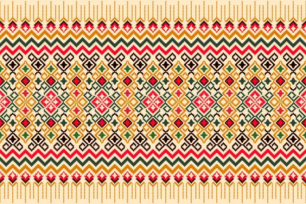 Geometrik şekiller ve piksel tasarım vektörsüz desen arka planda aztek kabile süsü ile geleneksel giyinme tarzı el yapımı güzel sanat renkleri..