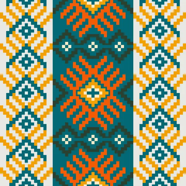 Geometrik şekiller ve piksel tasarım vektörsüz desen arka planda aztek kabile süsü ile geleneksel giyinme tarzı el yapımı güzel sanat renkleri..