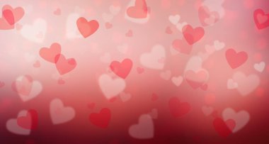 Sevgililer Günü arkaplanı kalp şeklinde bokeh, bayram romantik sancak kartı, kutlama kırmızı rüya gibi şablon.