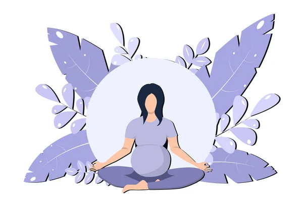 Hamile Bir Kadın Doğum Öncesi Yoga Yapıyor Hamile Kadınlar Için — Stok Vektör
