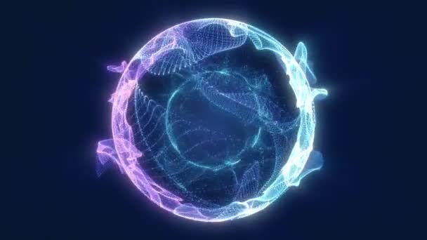 Motion Sphere Gitter Trickfilm Globus Digitaler Futuristischer Hintergrund Eine Teilchenkugel — Stockvideo