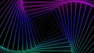 Neon koridoru. Neon lambaların soyut, pürüzsüz animasyonu. Lazer tüneli