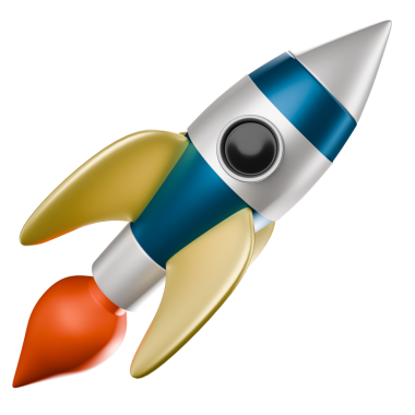 Gerçekçi 3D roket ikonu. Uzay yolculuğu için bir roket uçuyor. Beyaz arkaplandaki izole nesne