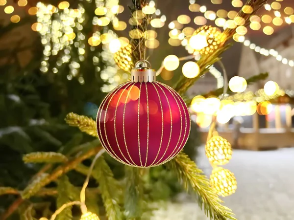 Kerststad Straatdecoratie Feestelijk Tallinn Oude Stad Marktplaats Lantaarn Decoratie Lichter — Stockfoto