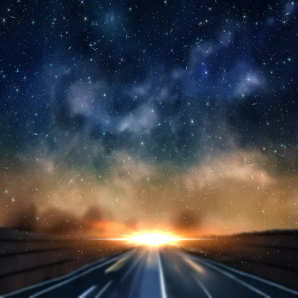 Yıldızlı Gece Mavi Gökyüzü Günbatımı Işıltısı Samanyolu Bulutsusu Doğa Manzarası — Stok fotoğraf