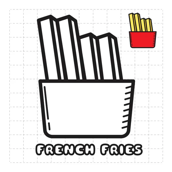 Children Coloring Book Object Food Series French Fries — Stock Vector