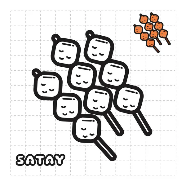 Çocuk Boyama Kitabı Nesnesi. Yemek Serisi - Satay