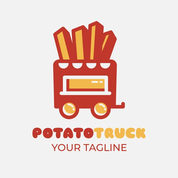 Ciężarówka Ziemniaczana Połączenie Kształtu Frytek Ciężarówki Jedzeniem Nadaje Się Logo — Wektor stockowy