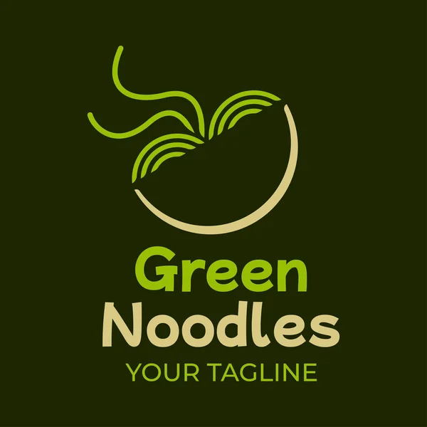 Groene Noedel Kom Geschikt Voor Natuurlijke Biologische Gezonde Product Logo — Stockvector