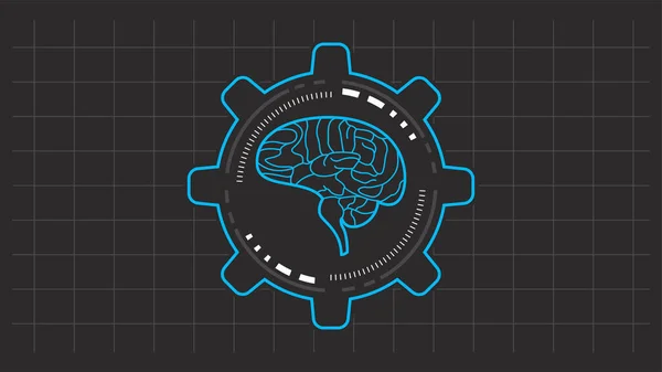 Illustrazione Dell Intelligenza Artificiale Stile Line Art Con Cervello Ingranaggi — Vettoriale Stock