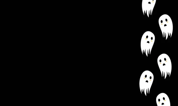 Білий Чорний Хеллоуїн Ілюстрація Векторний Графічний Фон Милими Привидами Область — стоковий вектор
