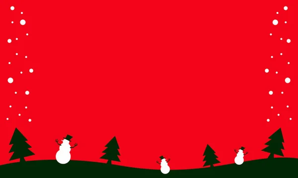Noel Yeni Yıl Temalı Çam Ağaçları Kardan Adam Neşeli Renkler — Stok Vektör