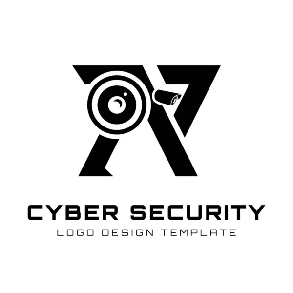 Harfi Numaralı Şekil Cctv Kamerasının Illüstrasyon Vektör Logo Tasarımı Siber — Stok Vektör