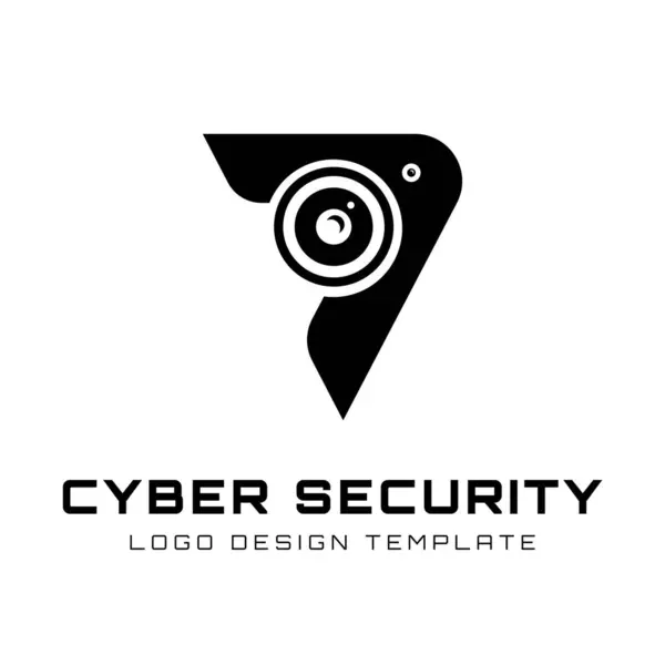 Numaralı Şekil Cctv Kamerasının Çizim Vektörü Logosu Siber Güvenlik Hizmetleri — Stok Vektör