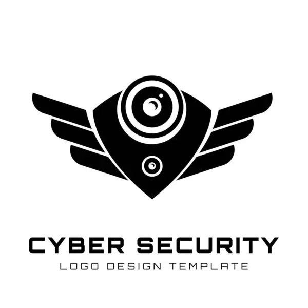 Kalkan Kanatlar Cctv Kamerasının Çizim Vektörü Logosu Siber Güvenlik Hizmetleri — Stok Vektör