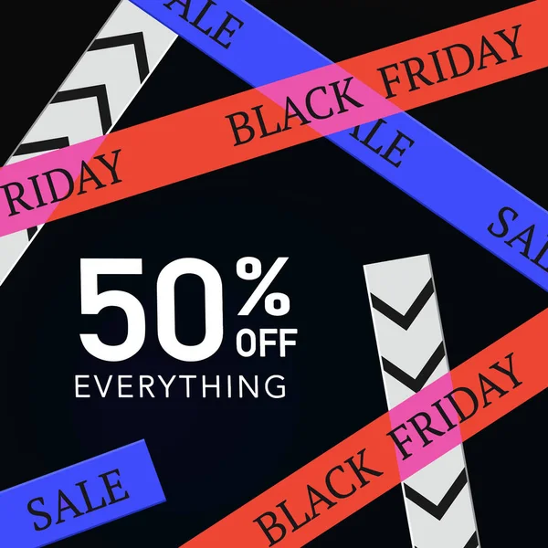 Dark Square Banner Black Friday Discount Banner Instagram Vector Illustration — Stock Vector