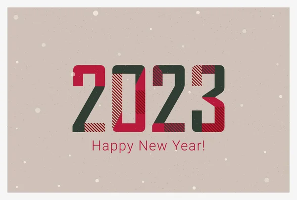 Texto Feliz Año Nuevo 2023 Colores Navideños Estilo Vintage Ilustración — Vector de stock