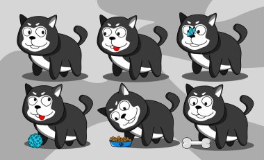 Komik Husky işini çizgi roman paketi tarzında yapıyor. Vektör illüstrasyonu