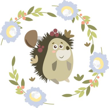 Tebrikler illüstrasyonunuz ve vektörünüz için muhteşem bir kirpi. Vektör illüstrasyonu