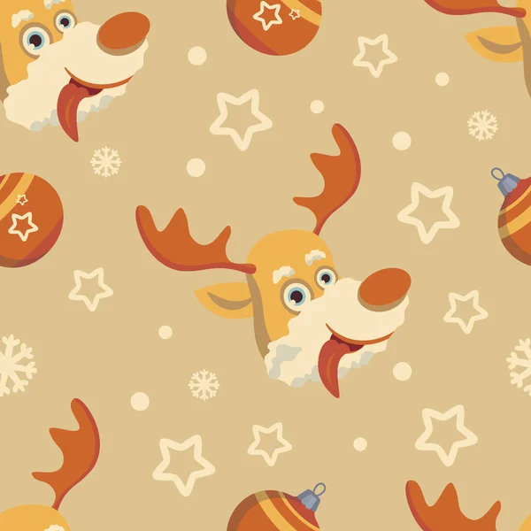 Patrón Navidad Sin Costuras Con Ilustración Ciervos Lindo Ilustración Vectorial — Archivo Imágenes Vectoriales