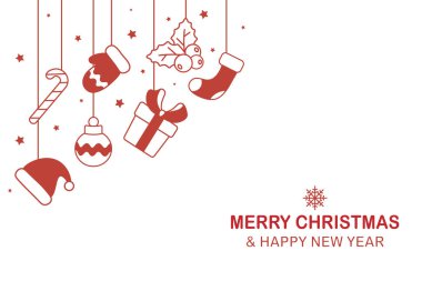 El çizimi mutlu noeller dekoratif arka plan tasarımı sol. Vektör illüstrasyonu