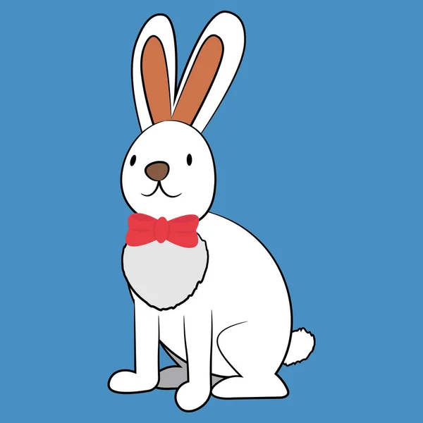 Kırmızı Kurdeleli Tavşanın Noel Karakteri Vektör Illüstrasyonu — Stok Vektör