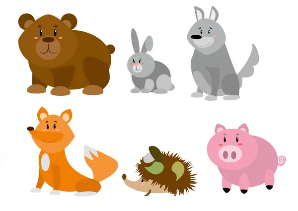 Αστεία Ζώα Για Παιδικές Απεικονίσεις Εικονογράφηση Διανύσματος — Διανυσματικό Αρχείο