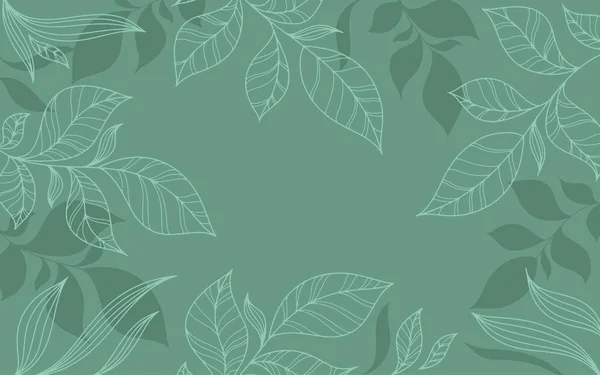 Blumenmotiv Anmutige Zweige Mit Blättern Vektor Vektorillustration — Stockvektor
