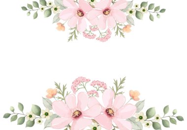 Çiçek arkaplanı ve suluboya pembe çiçekler. Vektör illüstrasyonu