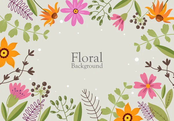 Floral Background Flat Style Withe Leaves Illustration Vector Illustration — Stock Vector