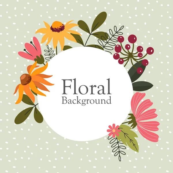 Plantilla Floral Plana Para Texto Ilustración Ilustración Vectorial — Vector de stock