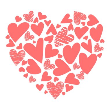 Kalp şekli, el çizimi tarzında çizilmiş. Vektör illüstrasyonu