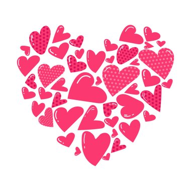 Kalp şeklinde karikatür çizimi ve vektör arka planı. Vektör illüstrasyonu