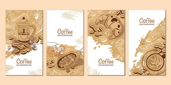 İnstagram hikayeleri resimli kahve tanecikli boya vektörü. Vektör illüstrasyonu