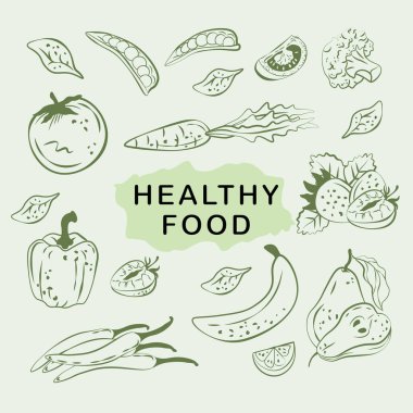 healthy food hand drawn vector illustration in vector. Vector illustration