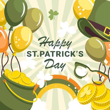happy st patricks bright banner square balloons holiday. Vector illustration