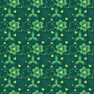 saint patricks day pattern with elements of holiday shamrock leaves. Vector illustration