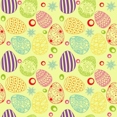 pattern image for happy easter holiday with elements of eggs and flowers. Vector illustration