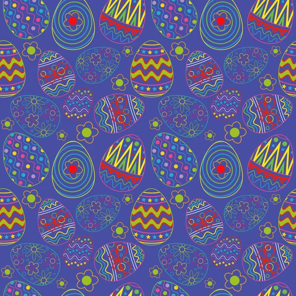 Візерунок Зображення Щасливого Великодня Елементами Кольорових Розфарбованих Яєць Векторні Ілюстрації — стоковий вектор