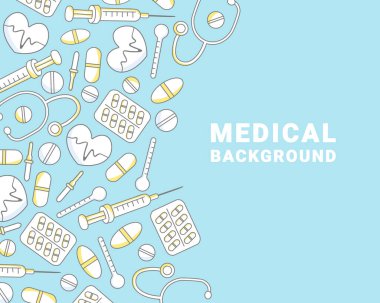 Tıbbi geçmişi ve solda geleneksel tıp unsurları var. Vektör illüstrasyonu