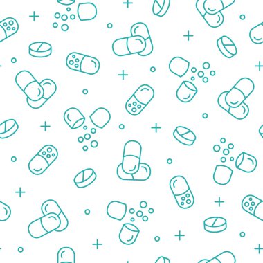 Işık desenli ilaç hapları taşıyıcıda. Vektör illüstrasyonu