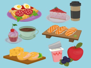 Vektör olarak 6 yemek takımının renkleri. Vektör illüstrasyonu