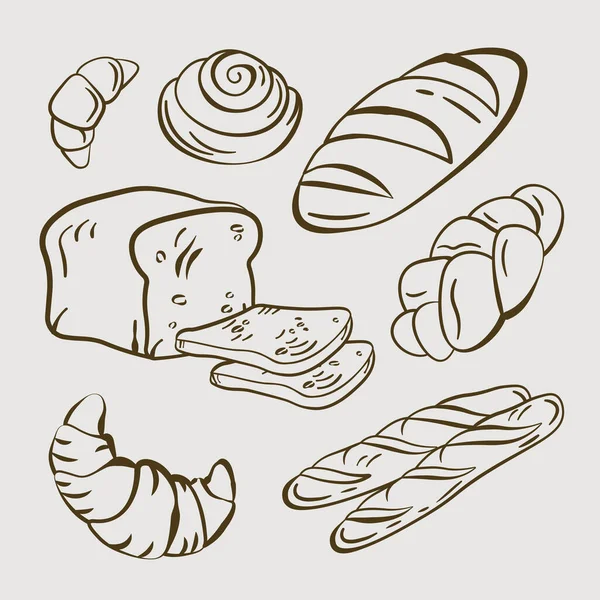 Chleb Pieczywo Produkt Ręcznie Rysowany Wektor Szkic Ilustracja Wektora — Wektor stockowy