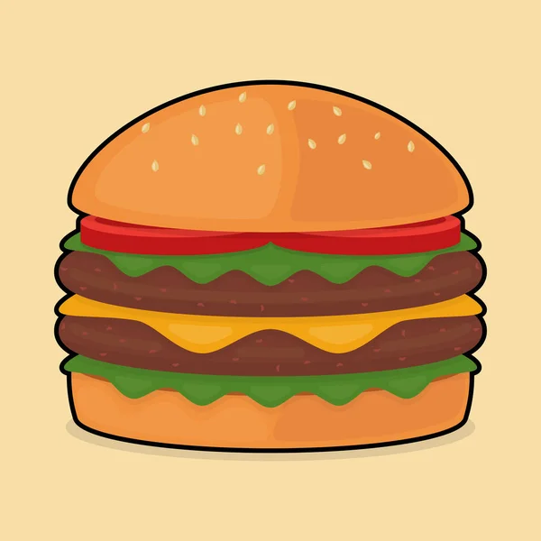 Gambar Dari Double Burger Dalam Gaya Minimal Ilustrasi Vektor - Stok Vektor