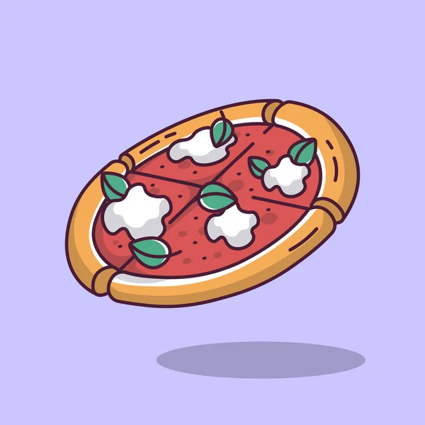 Çizgi Film Tarzında Mozzarella Vektör Illüstrasyonlu Pizza Vektör Illüstrasyonu — Stok Vektör
