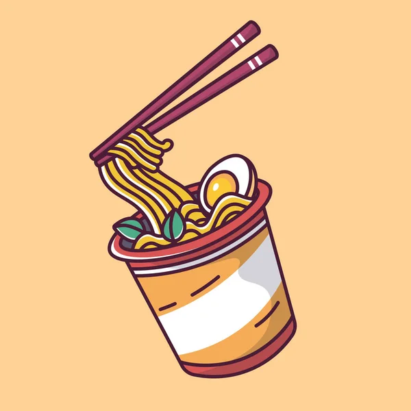 Azjatyckie Jedzenie Ulicy Jedzenie Ramen Makaron Styl Kreskówki Ilustracja Wektora Ilustracja Stockowa