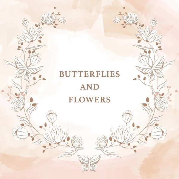 Flowers Butterflies Composition Vector Illustration — Stock Vector
