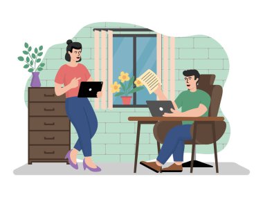 Genel Kurmay Başkanlığı 'nda toplantının vektör çizimi. Vektör illüstrasyonu