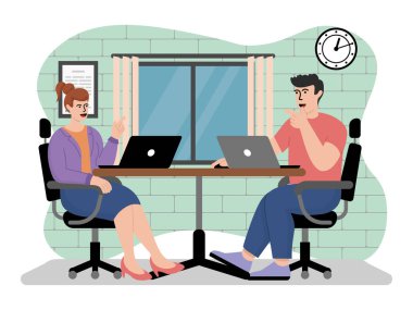 Takımın vektör çizimi bir eylem planı üzerinde görüşüyor. Vektör illüstrasyonu